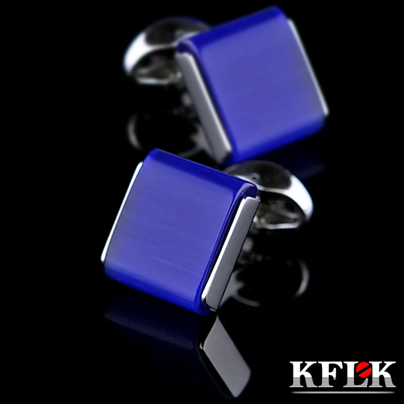 KFLK Jewelry shirt Fashion cufflinks for mens Brand Blue cuff links Button male High Quality Luxury Wedding Groom guests