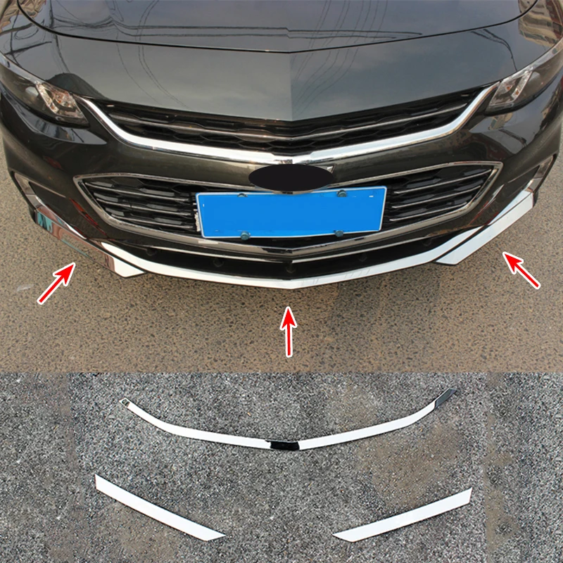 For Chevy Chevrolet Malibu 2016 2017 2018 Chrome Front Bumper Grille Cover Trim Light Accent Insert Protector Molding Garnish