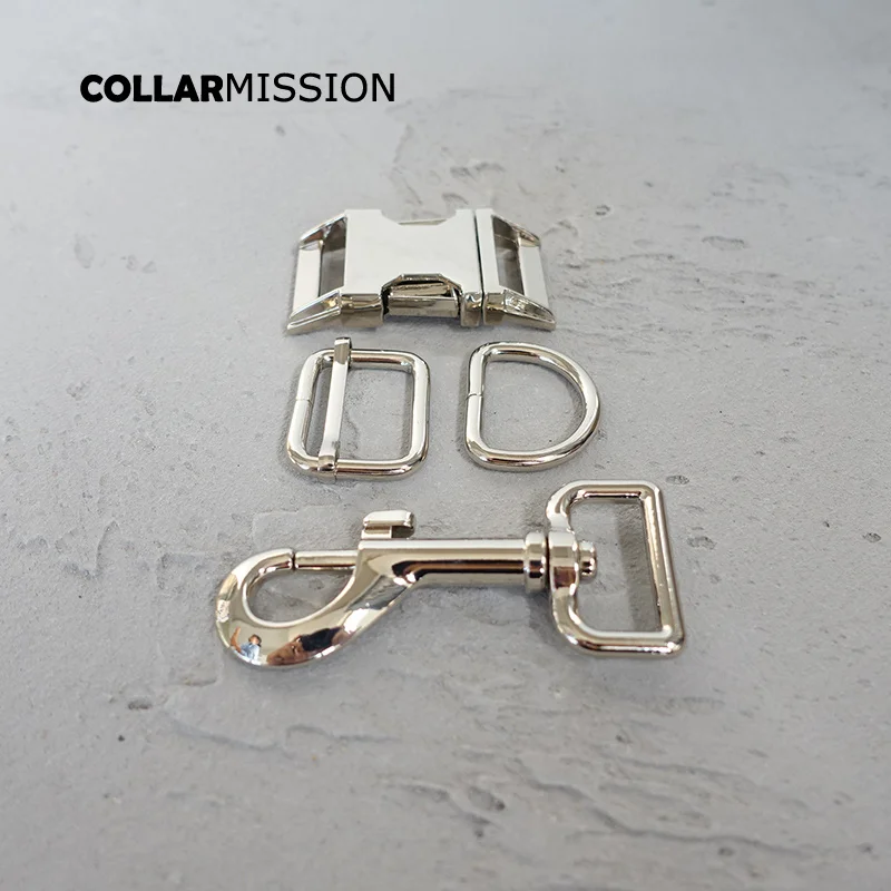 Plated Metal Buckle for Dog Collar Parts, Adjustable Buckle, D Ring, Metal Dog Clasp Set, High Quality Manufacturer，25mm