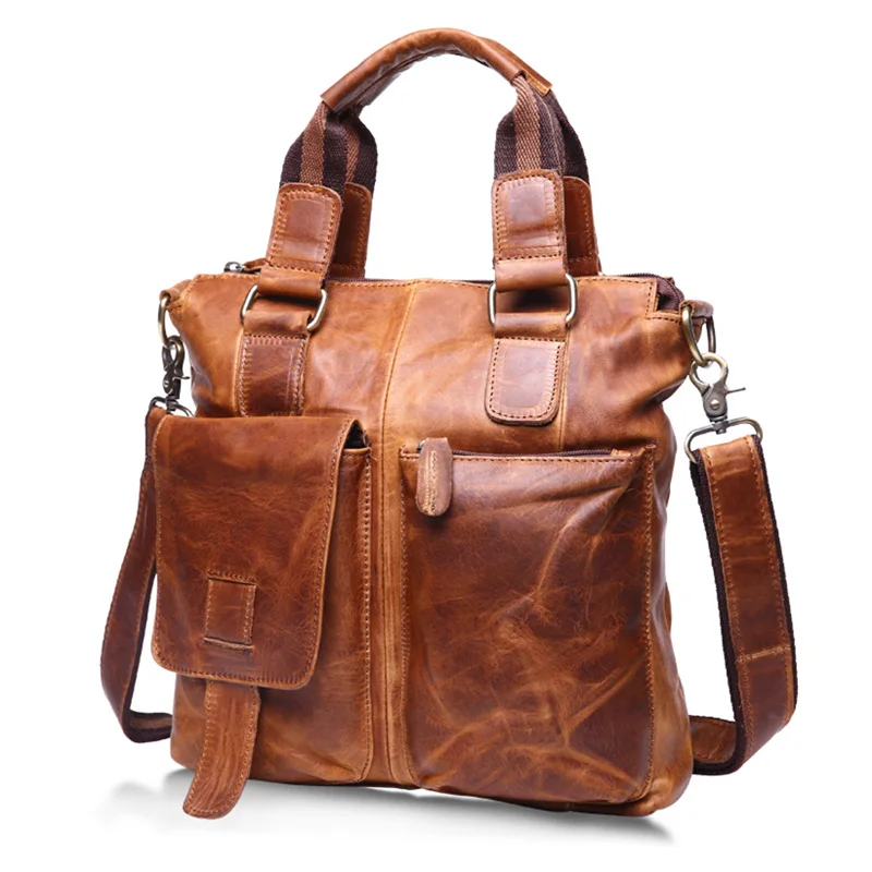 Nesitu High Quality Vintage A4 Brown Top Grain Genuine Leather Cowhide Men Messenger Bags Executive Briefcase Portfolio M259