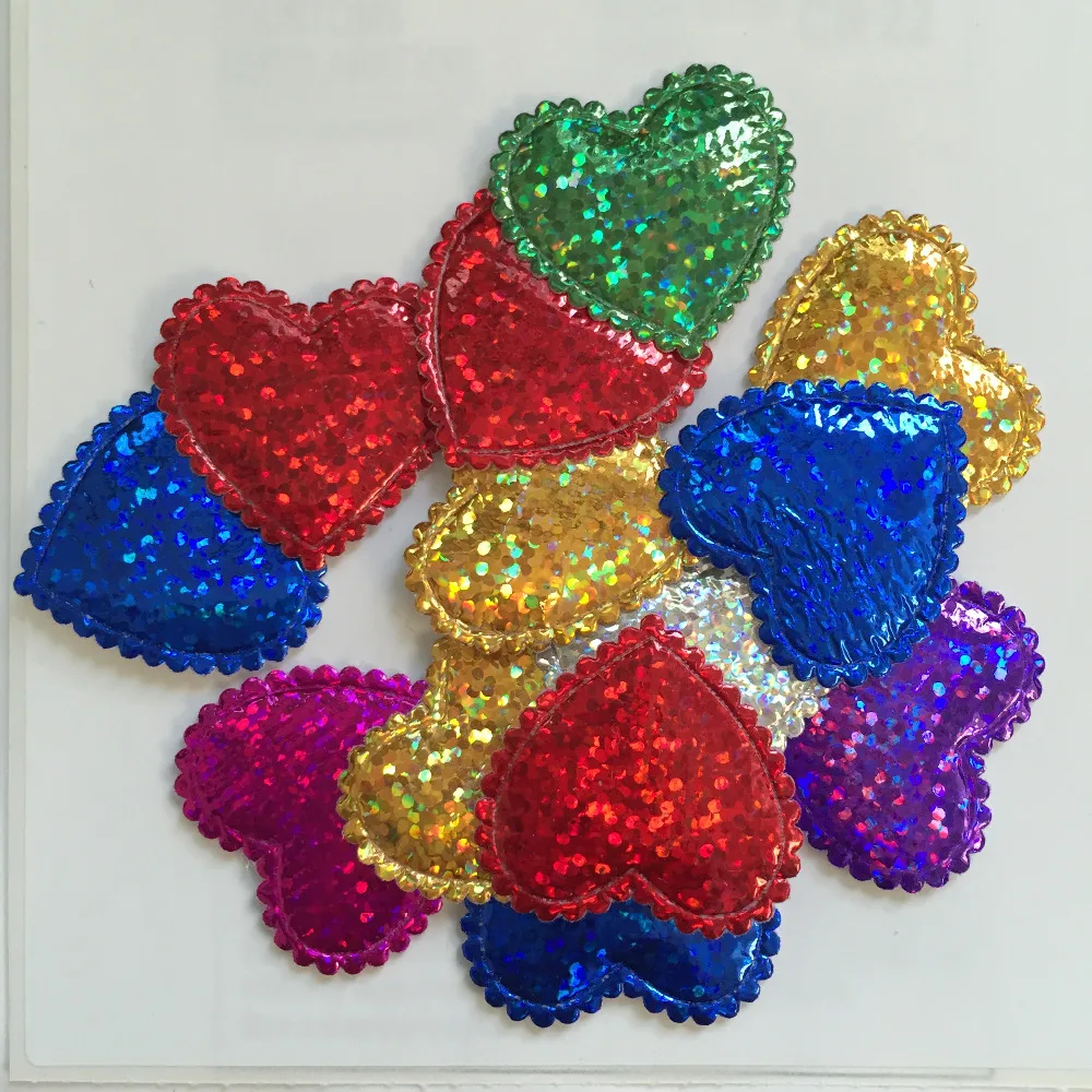 40PCS 28mm Padded pretty Flashing heart Appliques / Scrapbooking craft making craft  A64A