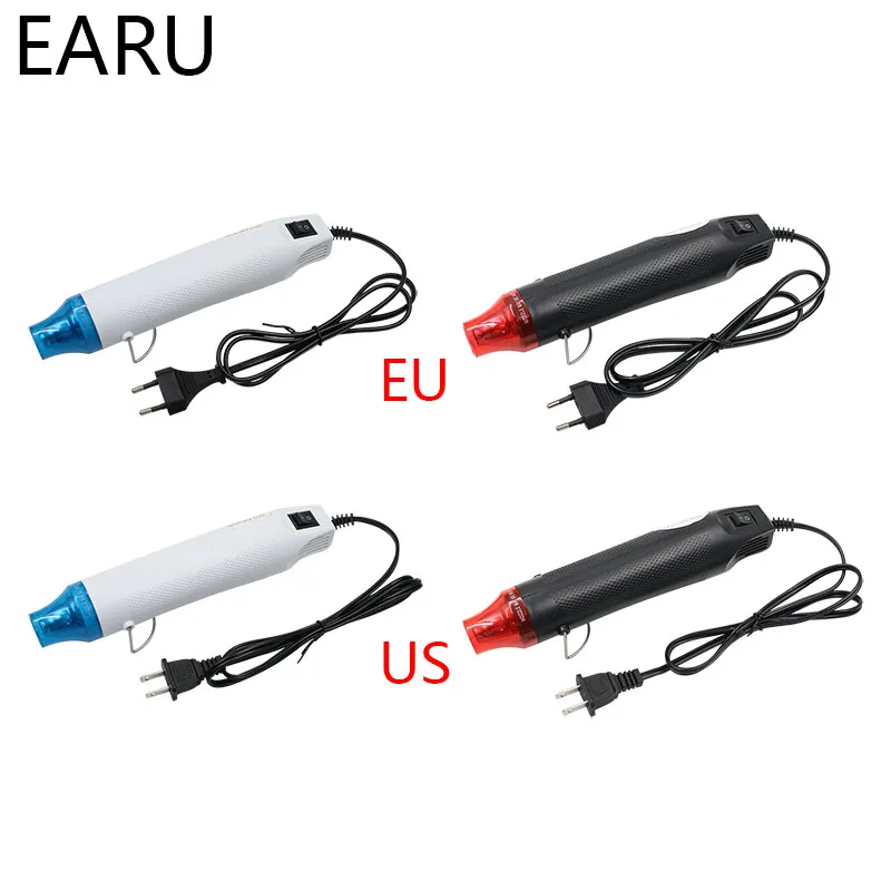 Spina ue usa 110V 220V fai-da-te con pistola termica utensile elettrico pistola ad aria calda da 300W con tubo termorestringente per sedile di supporto