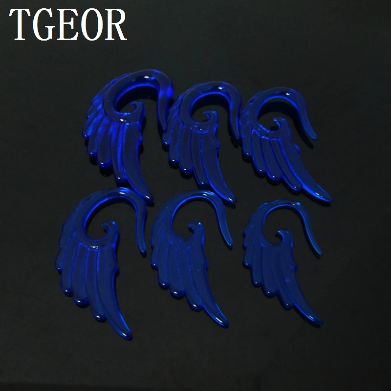 HOT 1 Pair mixed 6 gauges mixed clear colors Wing shape UV acrylic ear expander free shipping