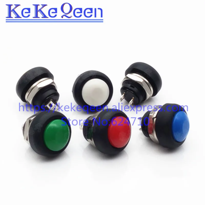 30pcs/lot  12mm round button switch push button switch PBS-33B Waterproof Momentary Push Button Horn Switch High-quality