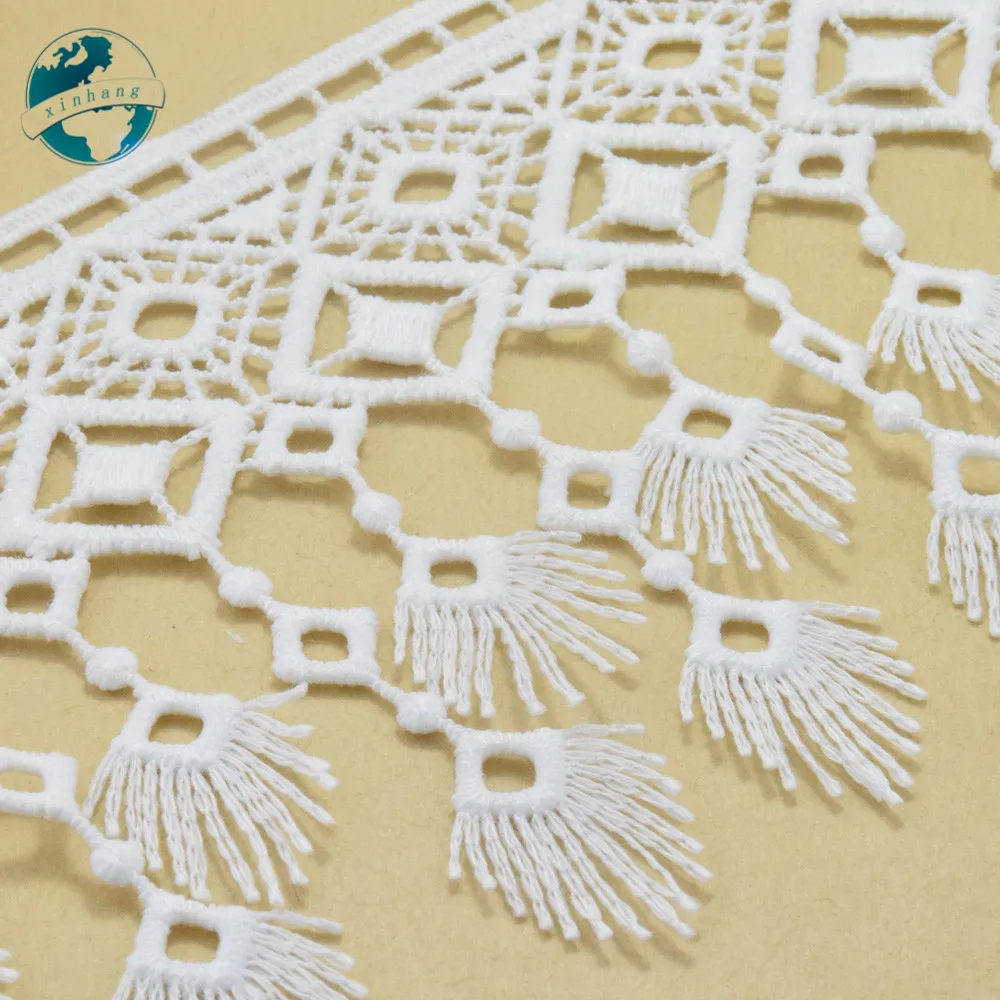 9cm Width White Polyester Embroidery French Lace Ribbon Fabric Guipure Diy Trims Warp Knitting Sewing Curtain Accessories#3746