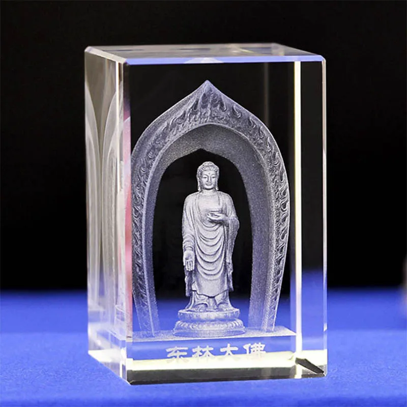 Image of the Buddha K9 Crystal Laser 3D Internal Statue Sculpture Inter-engraving Figurines Miniature Crystal Crafts Home Decor