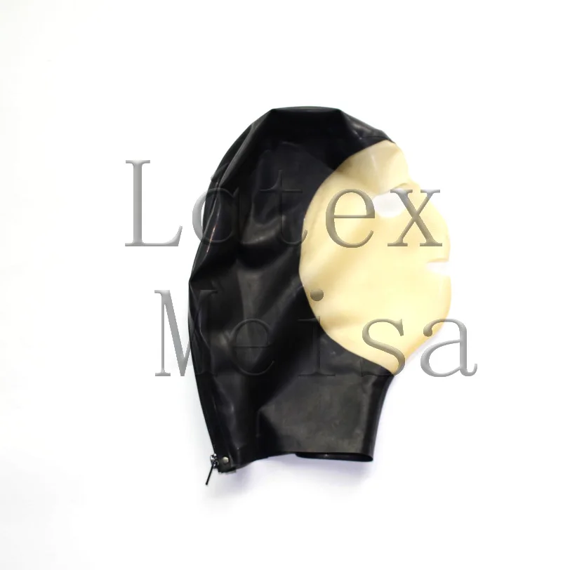 

Handmade hoods with 100% natural latex materials open eyes and mouth in transparent and black color