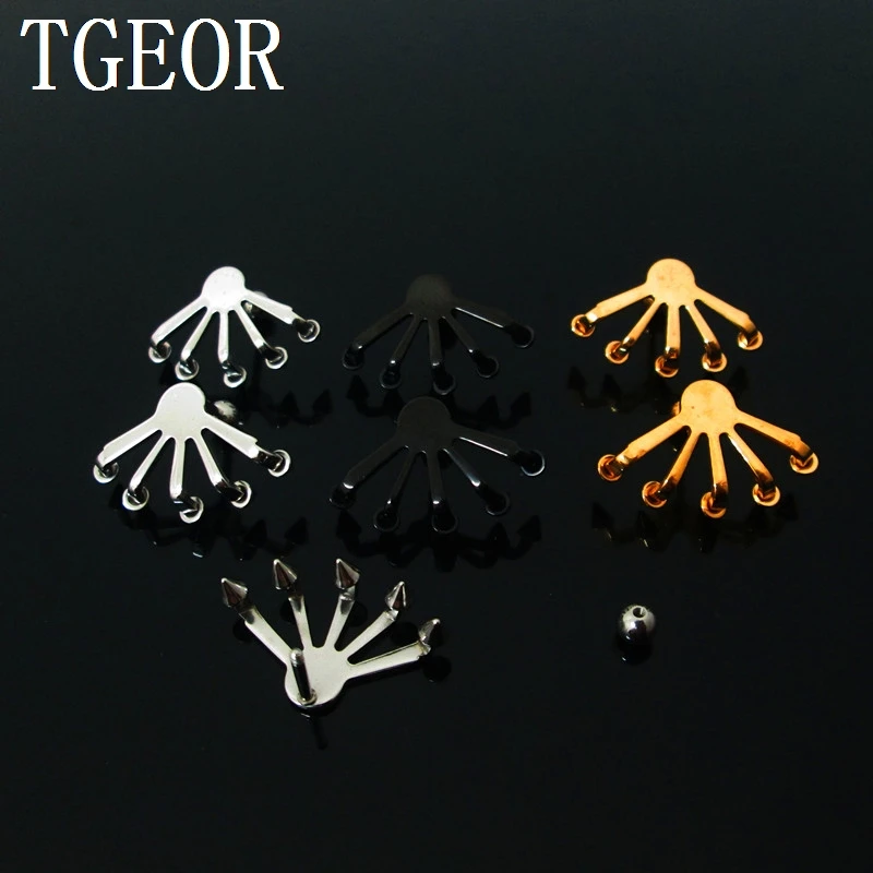 NEW ARRIVAL illusion cheaters 1 pair 1.2*6*4/(15*24)mm Stainless Steel Raker spike cone piercing ear tragus earring