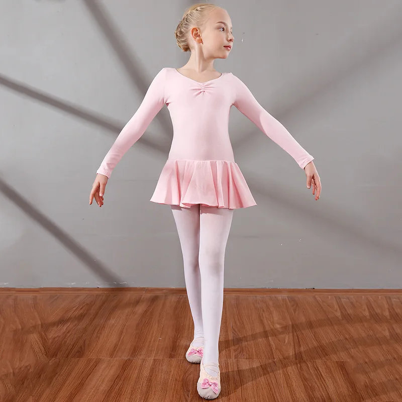 Vestido de baile de Ballet para niñas, traje de Ballet de manga larga, vestido de baile de guardería, leotardo de gimnasia para niñas, tutú D0771