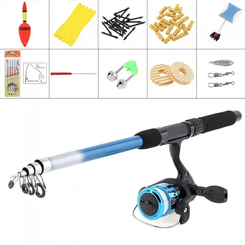 

1.8m Fishing Rod Reel Line Combo Full Kits Spinning Reel Pole Set with Carp Fishing Lures Fishing Float Hook Swivel Tool Set