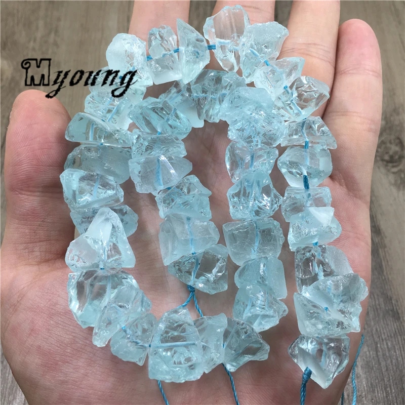 Raw Natural Blue Opal Nugget Beads,Gems Stone Blue Clear Crystal Quartz Druzy Beads For DIY Jewelry MY1962