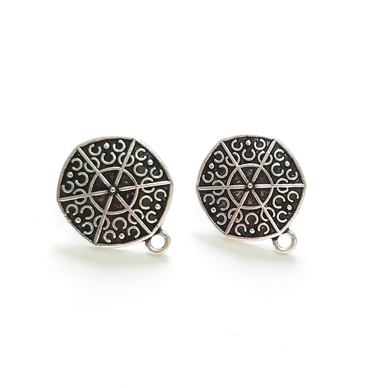 New Fashion 10pcs Retro Plated Gold  Hexagon Zinc Alloy Earring Base Connectors Linkers for DIY Jewelry Accessories PJ213