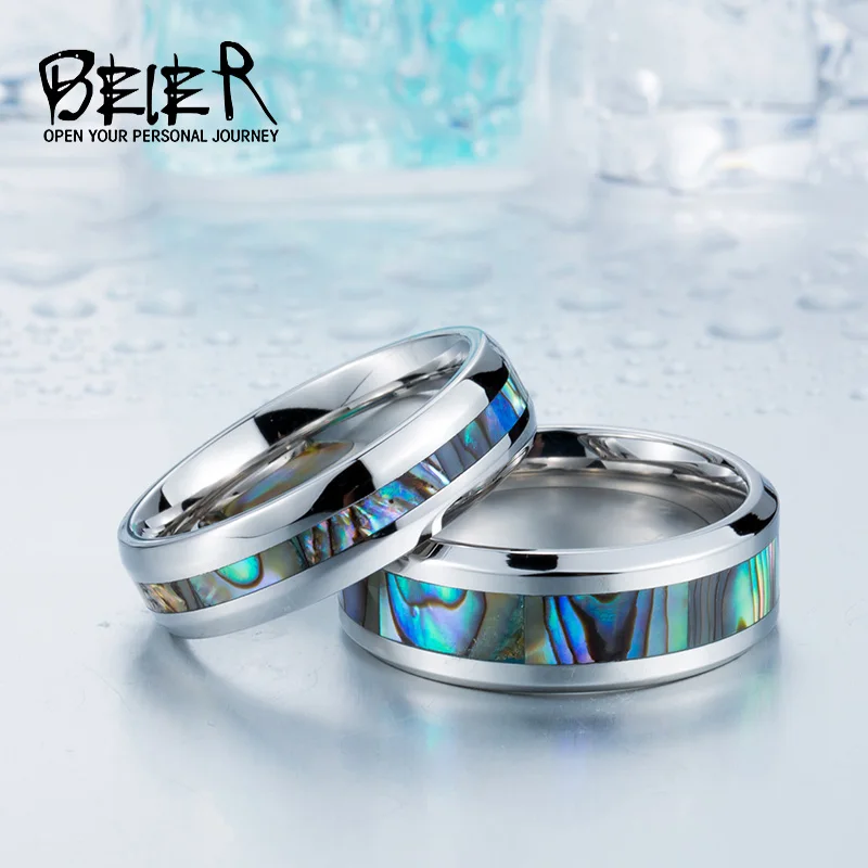 BEIER 2017 Stainless Steel Shells Simple Ring Woman$man Wedding Fashion Jewerly BR-R060