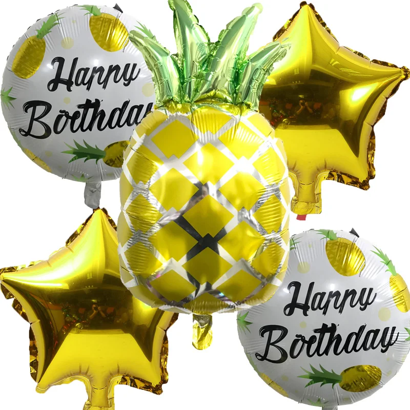 New 5pcs/lot Fruit Pineapple Series Set Aluminum Balloons Holiday Party Decoration Decorative Balloon Self Sealing globos air