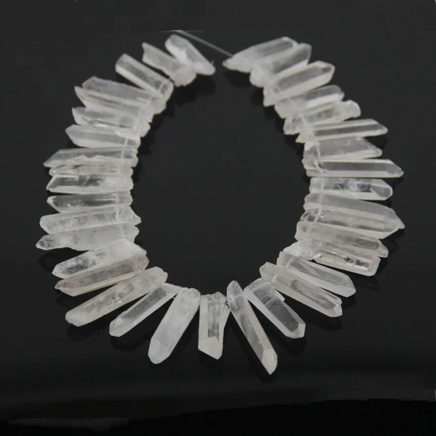 

Long Natural Raw Clear Crystal Quartz Point Beads Pendant,Gemstone Strand Stone Jewelry Bulk Supplier 10-12x45-50mm