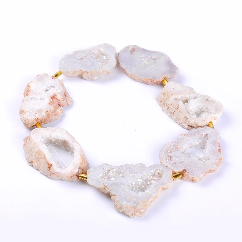 Top Quality Semi-precious Irregular Miarolitic Quartz Crystal Druzy Natural Stone Agata Beads DIY Jewelry Making For Necklace