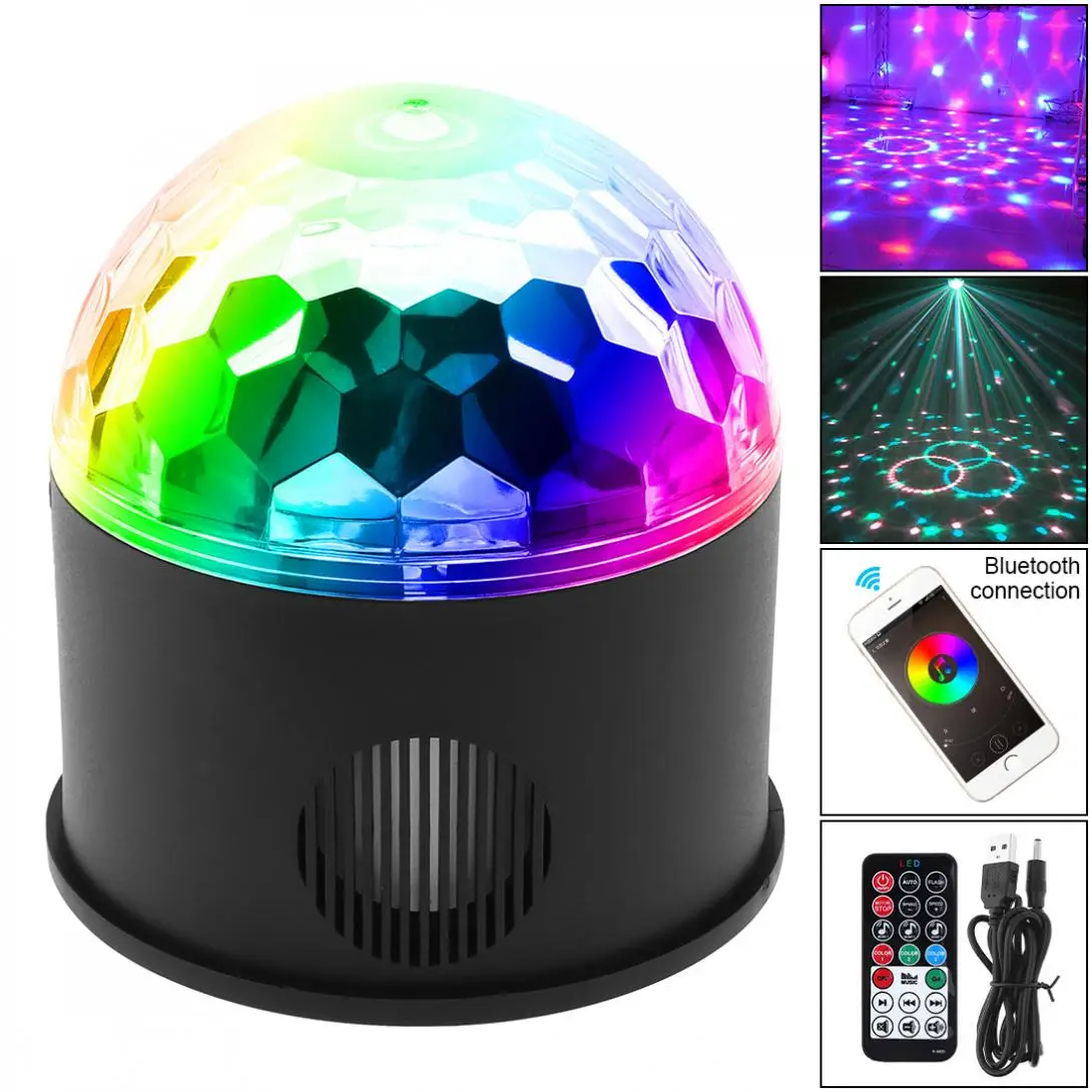 

Bluetooth-compatible + Speaker USB LED Magic Ball Projector Stage Lights with Sound Control for Decoration / Car / Party