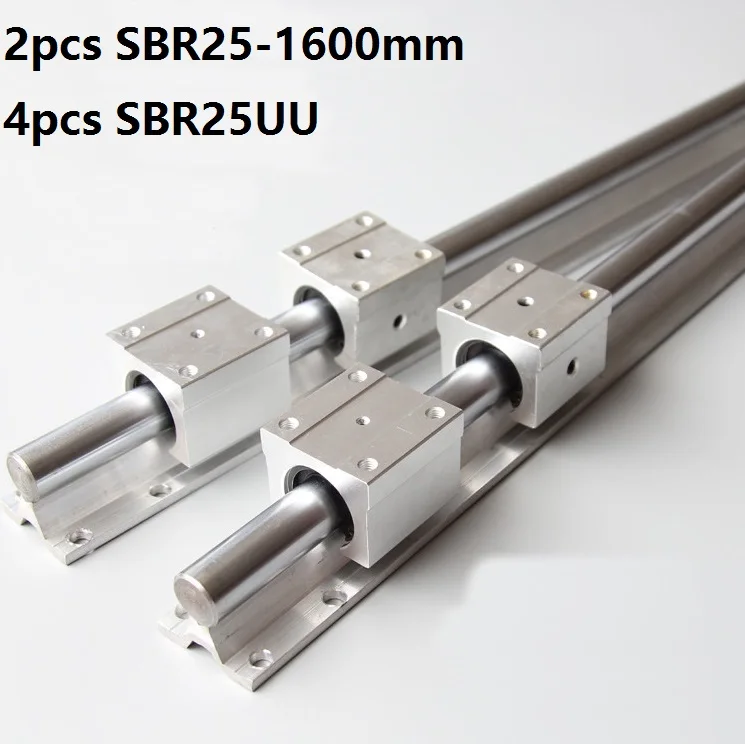 

2pcs SBR25 25mm 1600mm Support Linear Guide Rail + 4pcs SBR25UU Linear Bearing Sliding blocks CNC Router