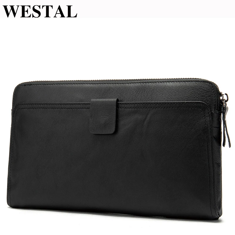 

WESTAL 100% Genuine Leather Wallet for Cards Men Wallet Purse Male Wallets Long Phone/Money Bags Coin Walet Man Clutch Bag 9041