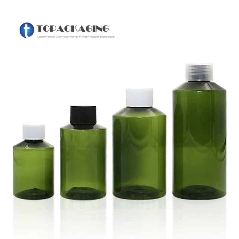 

50PCS*50ml/100ml/150ml/200ml Screw Cap Bottle Empty Cosmetic Container Green Plastic Refillable Sample Shampoo Lotion Packing