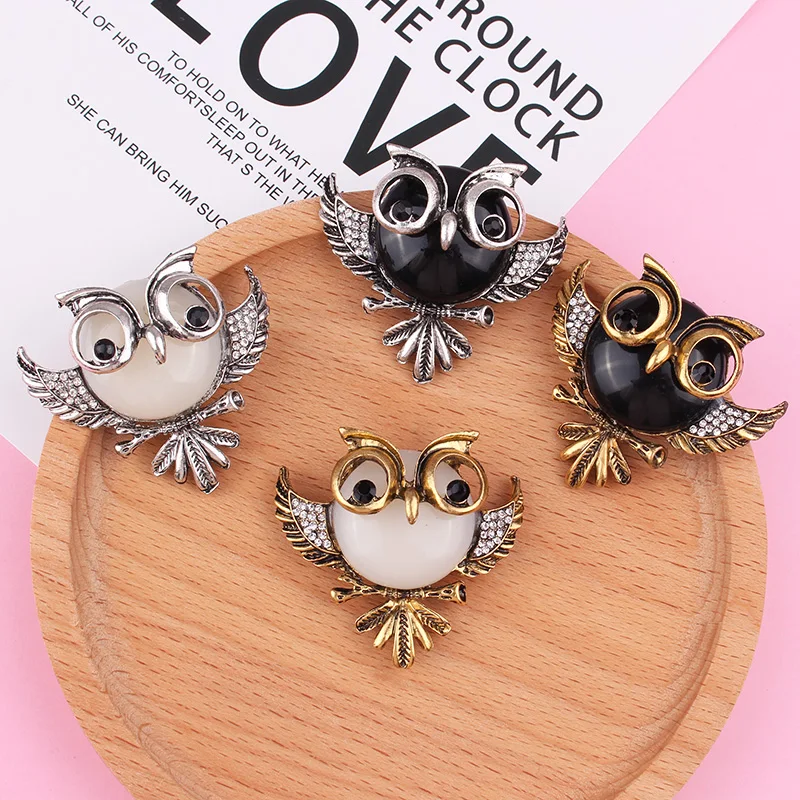 Anti Gold Silver Color Owl with Glasses Lovely Vintage Metal Brooches Pins Animal Cartoon Brooch Pin Women Gift Jewelry