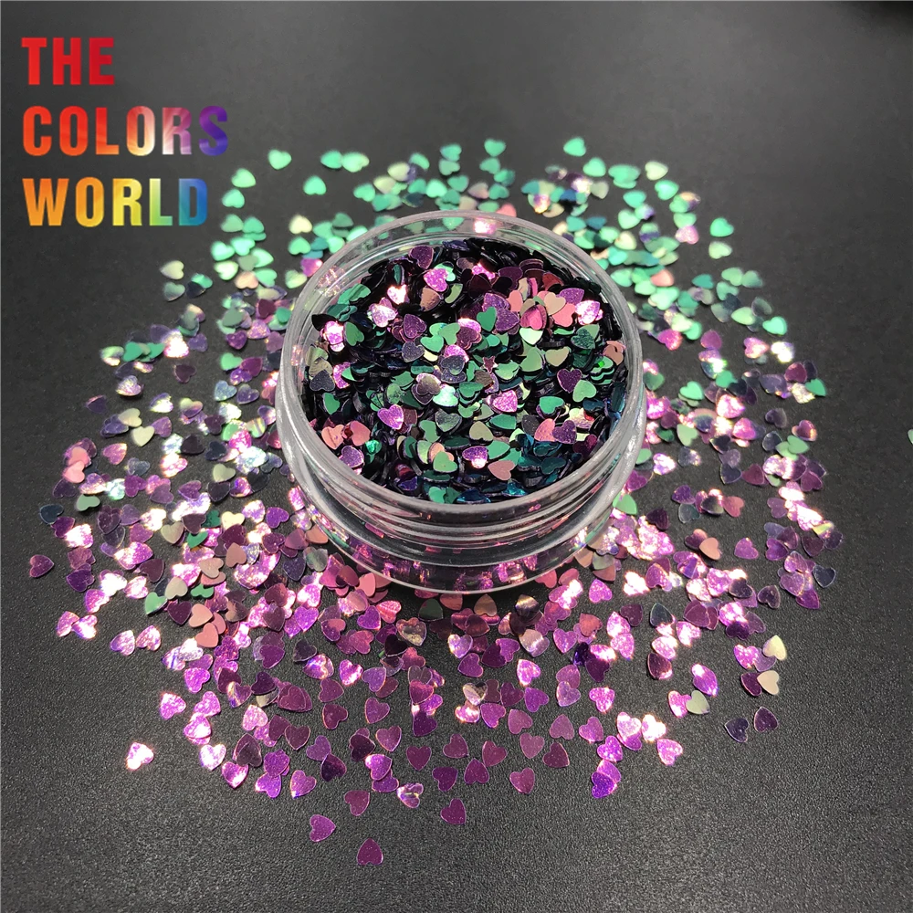 TCT-352 Chameleon Color Heart 3MM Nail Glitter Design Nail Art Decoration Body Art Tumblers Crafts Festival Accessories supplier