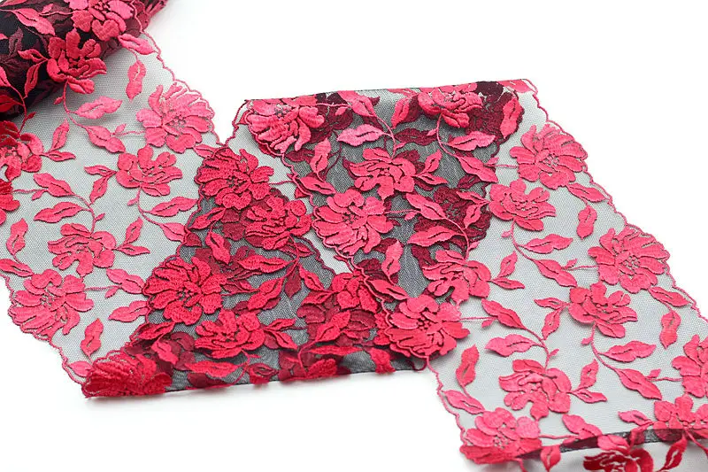 2Yards Red Embroidered Flower Lace Trim High Quality Lace Fabric DIY Craft&Sewing Dress Clothing Accessories