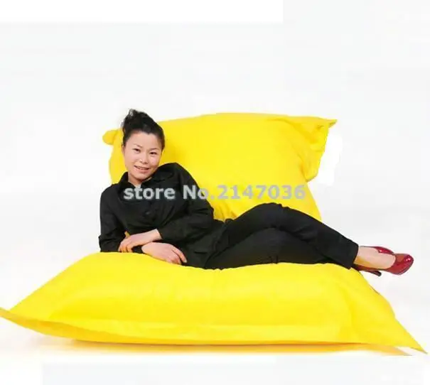 

yellow Oversized waterproof outdoor adult square folding beanbag chair, sitting bean bag puff