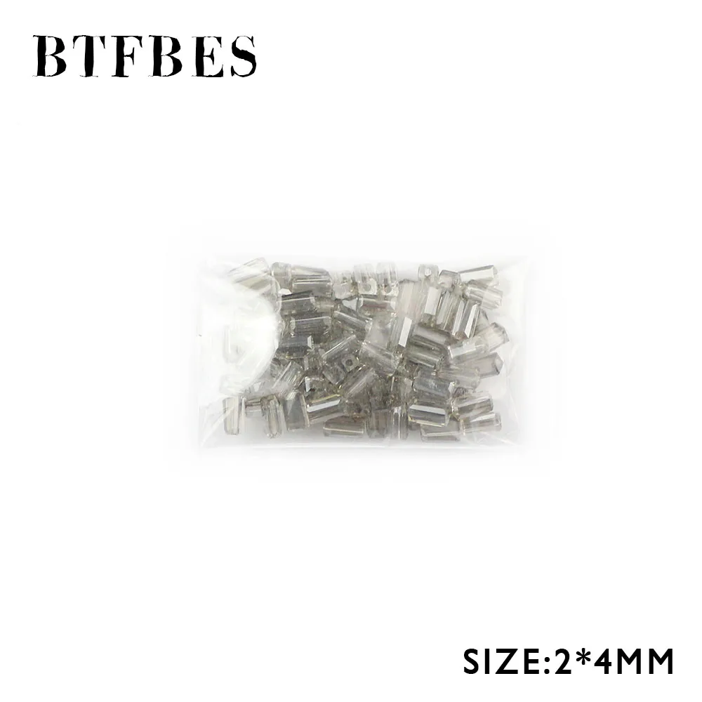 BTFBES Austrian Rectangle Crystal Beads 2*4mm 99pcs Square Glass Loose Bead for Jewelry Bracelet Necklace Making DIY Accessories