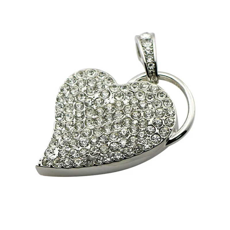 USB Flash Drive 128GB Pen Drive Pendrive Cute Crystal Diamond Heart Necklace 8GB 16GB 32GB 64GB 2.0 Memory Stick Storage Card