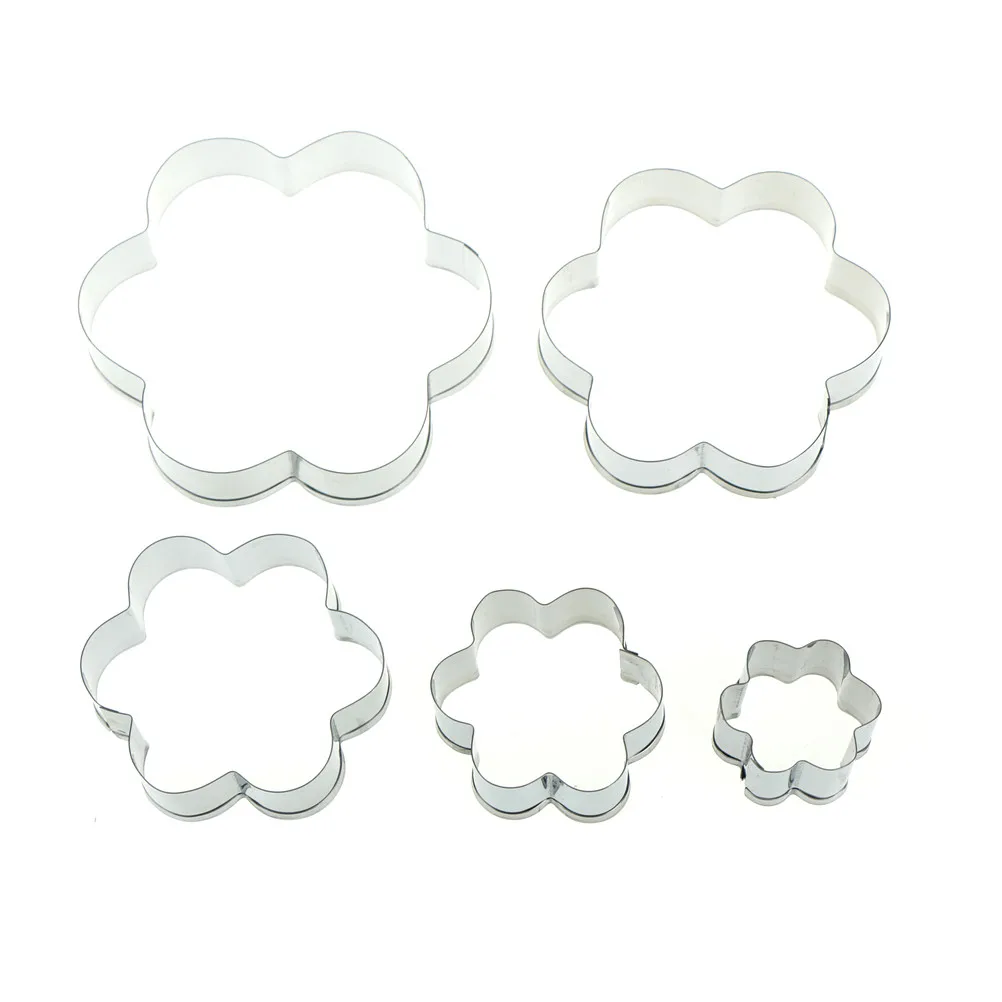 5pcs/lot Stainless Steel Cake Biscuit Mold Flower Shape Cake Mold Beautiful Cookie Cutter Fondant Cake Decoration