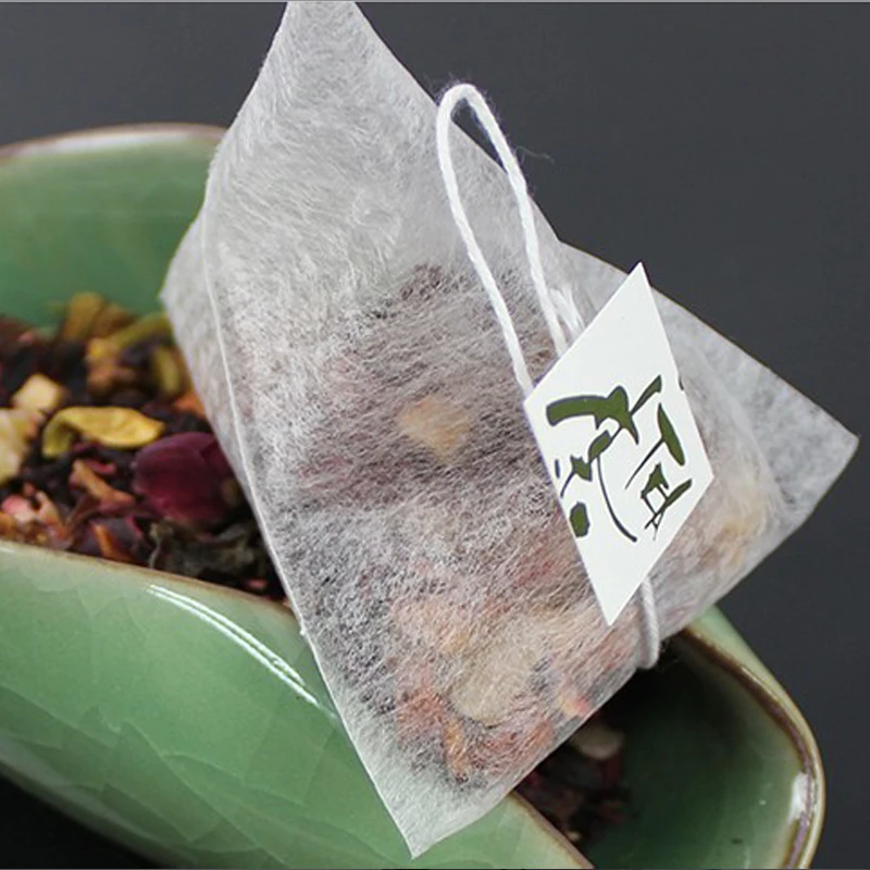 100pcs/lot Corn Fiber Tea Bags Pyramid Shape Heat Sealing Filter Teabags PLA Biodegraded Tea Filters