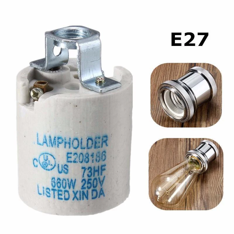 Medium Base E27 Porcelain Lamp Holder Bulb Light Socket Thread Screw Cap