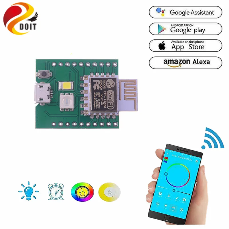 Dt-Light Intelligent 2 Generation Development Board / Built-In App + Cloud Service / Stepless Dimming Color / Wifi Relay