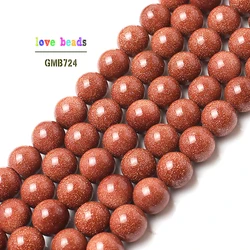 wholesale Natural Stone Beads Golden Sand Round Loose Beads For Jewelry Making 15.5 inches Pick Size 4/6/8/10/12/14 mm-F00098