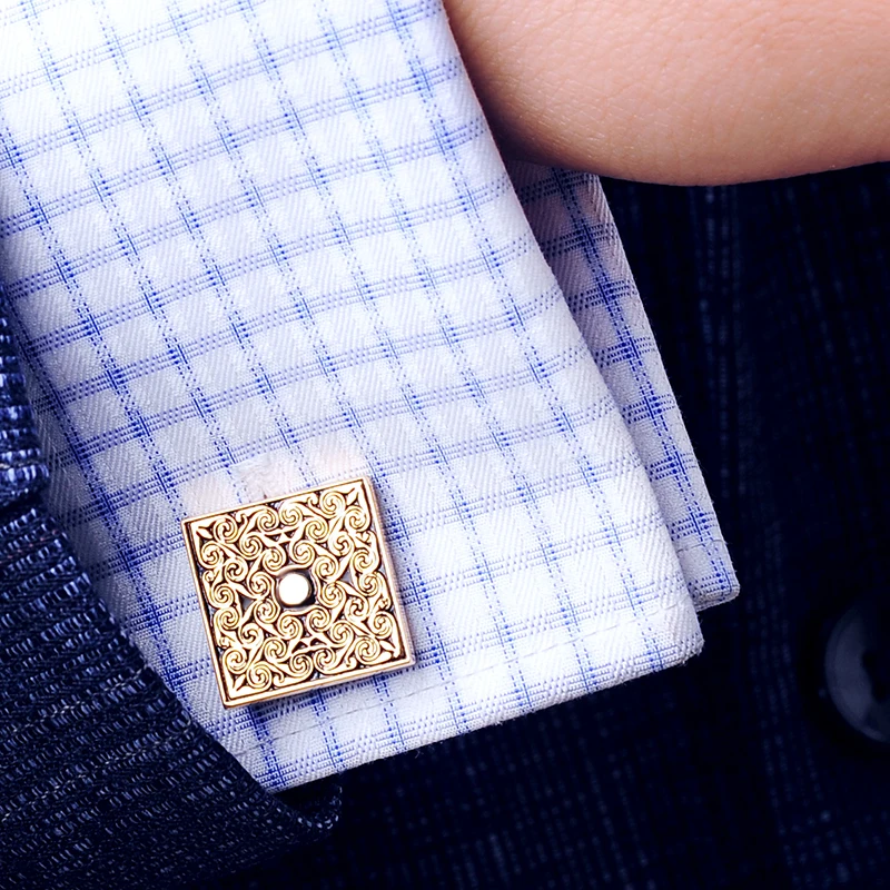 KFLK jewelry French shirt cufflinks for mens Brand Retro Cuff links Luxury Wedding Gold-color Button High Quality guests