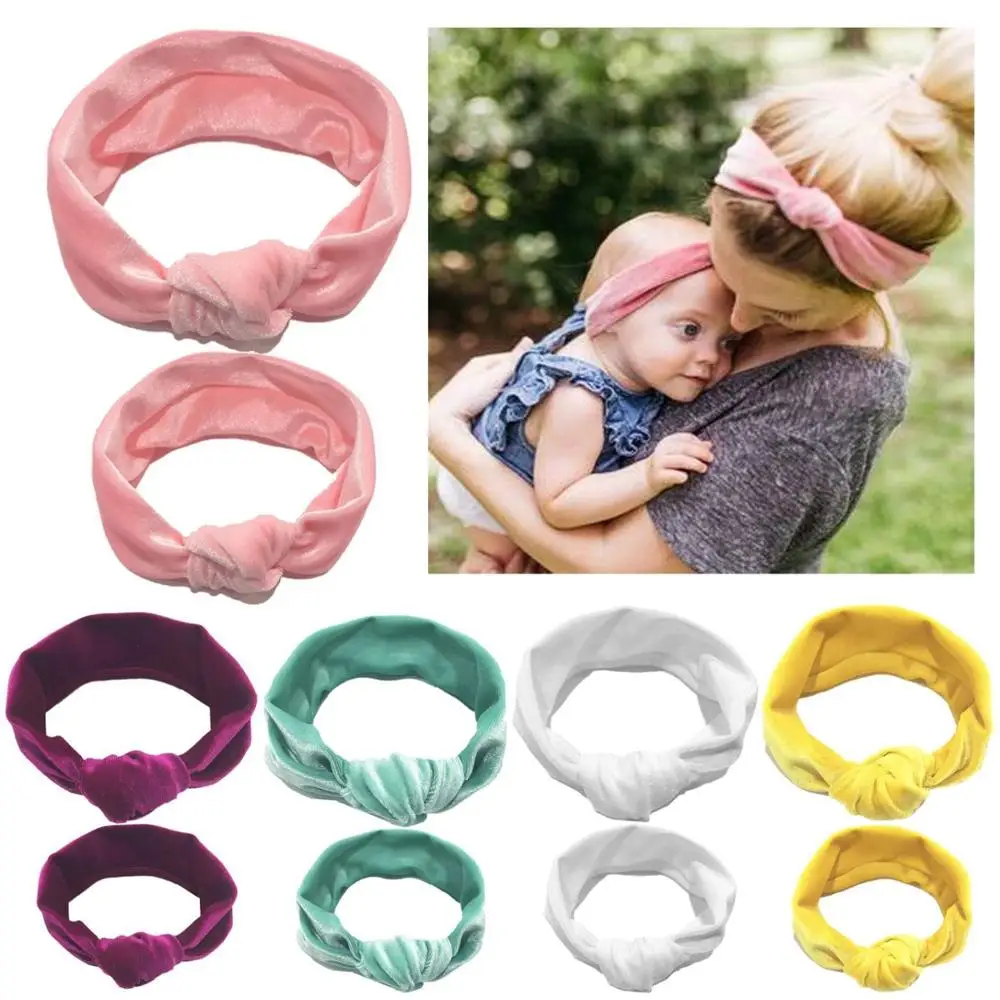 2PCS/Set Mother Daughter Kids Headband Baby Girl Knot Hair Band Accessories Solid Soft Cute Lovely Gifts Fashion New Hot Sale