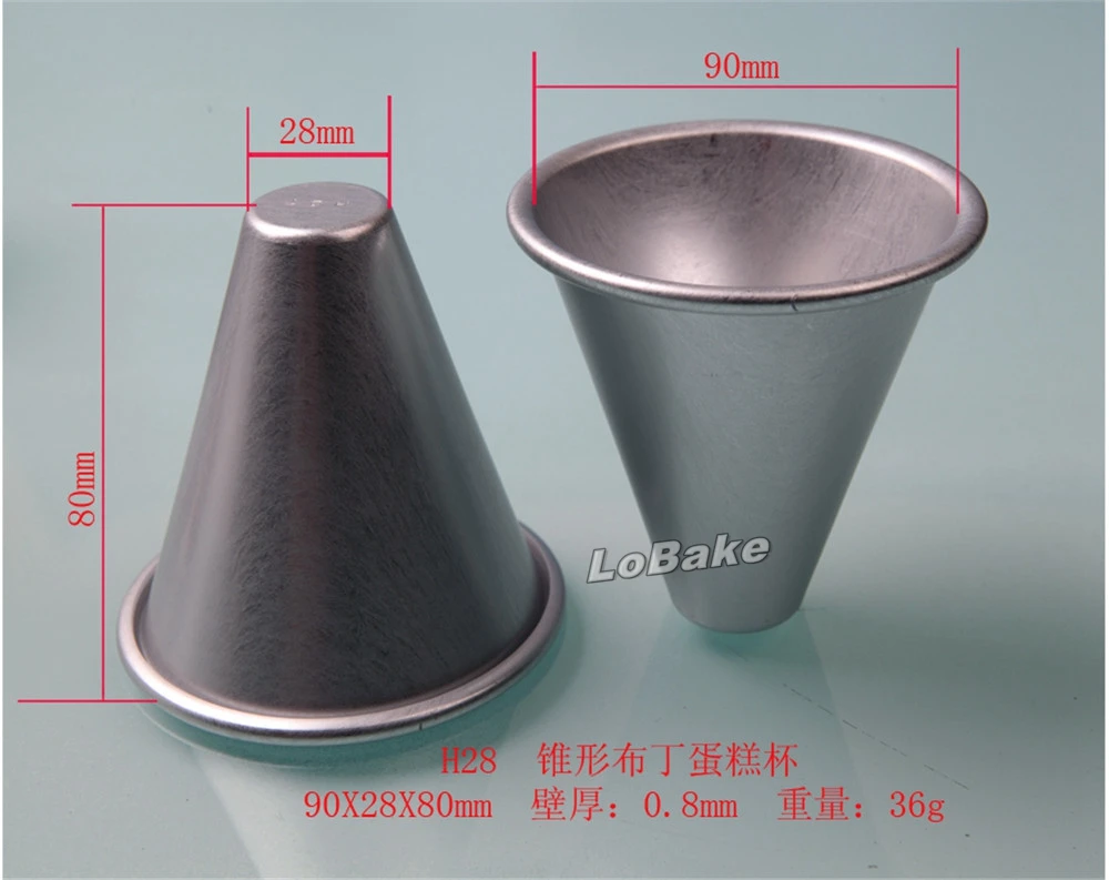 (5pcs/lot) 9*2.8*8cm cone conus shape aluminium jelly pudding tart cake cheese molds for DIY bakery accessories