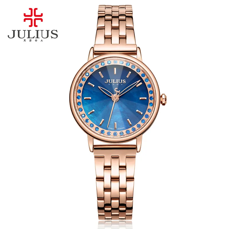 Julius Brand 2018 New Spring Quartz Watch Women Fashion Casual Clock Shell Dial Whatch Waterproof 30M Steel Montre Femme JA-959