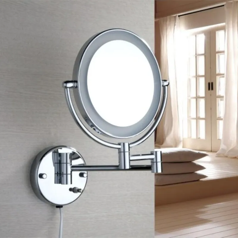 Magnifying mirror brass Wall mounted bathroom LED double faced make-up Mirror foldable mirror