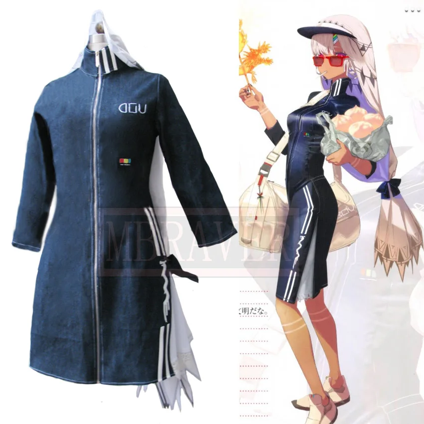Fate/Grand Order FGO Attila Cosplay Altera Denim fabric Cheongsam Chinese style Halloween Cosplay Costume Custom Made