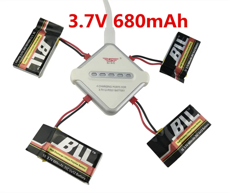 BLL Sync Charging 4in1 5V/2A JST 3.7V 680mAh Battery Charger Adapter Kits For MJX X300 X400 X800 X400-2 FY550 1315 HJ818 Drone