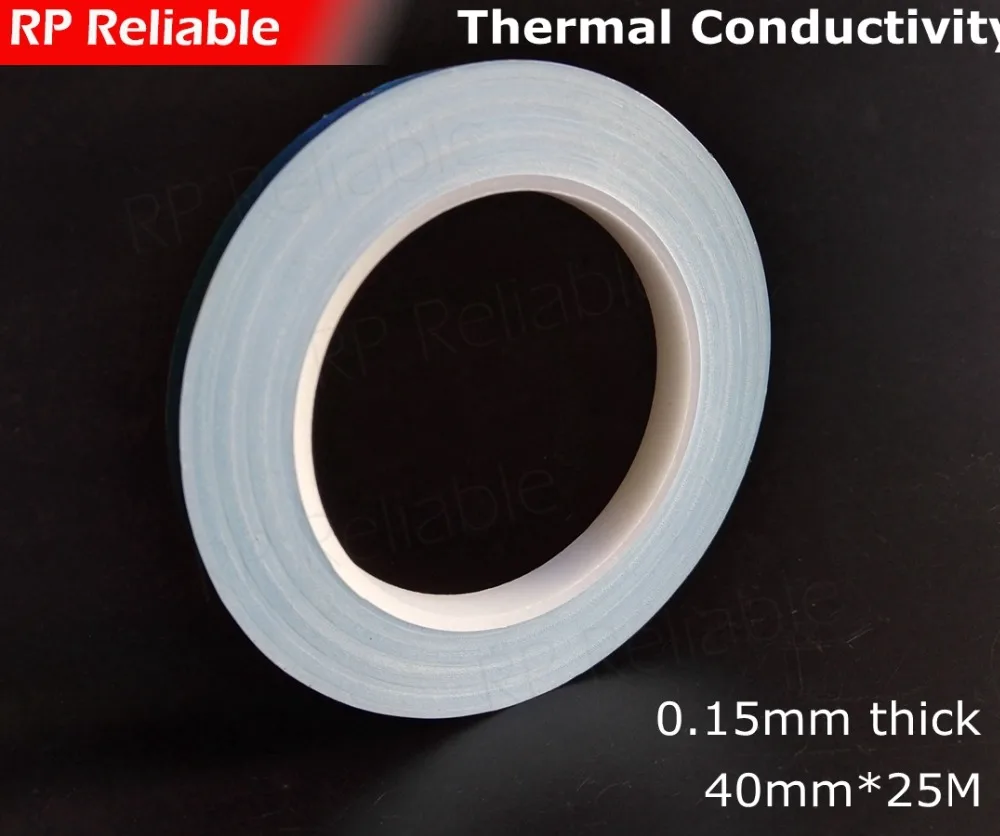 1x 40mm*25M*0.15mm Thermally Conductive Tape 2 Sides Sticky for High Power Cooling Device, Transistor, PCB, LED with Heat Sink