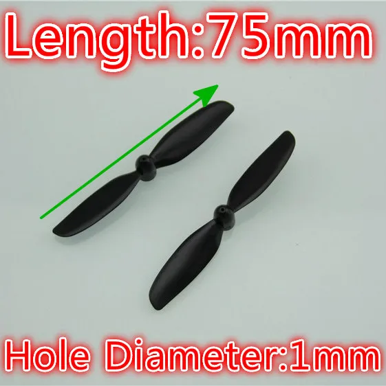 Cuchillas principales para Dron, accesorios de hélices de 7,5 cm, 75mm de longitud, 1mm de agujero, piezas de repuesto para helicóptero Quadcopter, Envío Gratis