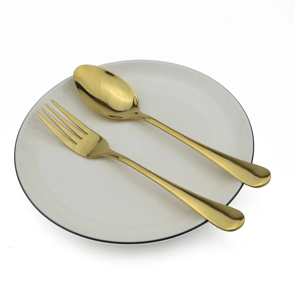 2Pcs Spoon Fork Set Dinnerware Gold Cutlery Stainless Steel Dinner Set Rose Gold Cutleries Tableware set Dinner Fork