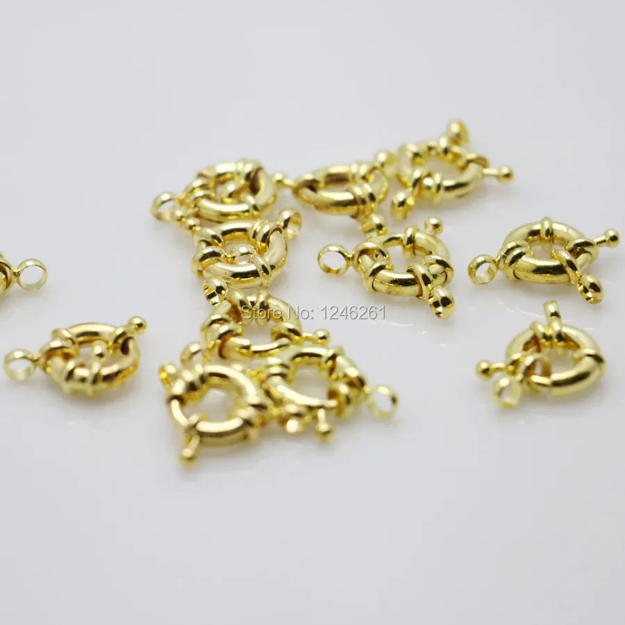 

5PCS Round Steering Wheel Clasp Button Accessory Fittings Metal Gold-Color For Necklace Bracelet Machining Parts Snap Jewelry