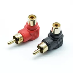 Adaptadores de tomada 90 graus rca, adaptador de tomada de ângulo reto, macho para fêmea m/f, adaptador de áudio e cotovelo de 90 graus, 2 peças