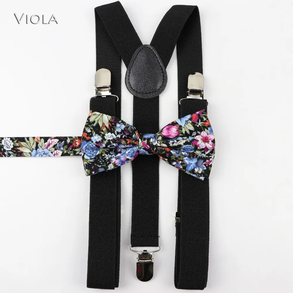 Musim Semi Pria Anak-anak Soild Suspender Bunga Dasi Kupu-kupu Set Unik Y Kembali Brace Kapas Sabuk Kupu-kupu Dasi Kupu-kupu Adjustable Aksesori Khusus