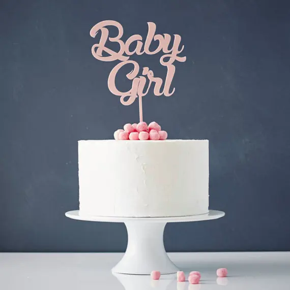 Acrylic Rose Gold " Baby  Girl "  Cake Topper Girl Baby Birthday Cake Toppers for Cake Decorating Baby Shower image 2