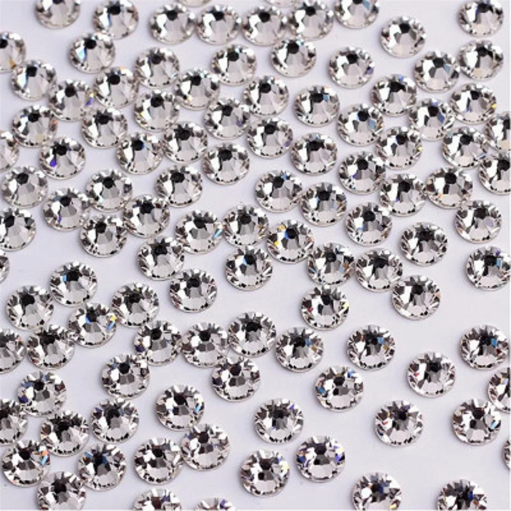 Super Deal Shiny 1440Pcs SS2 Om Ss10 Niet Hotfix Rhinestone Clear Crystal Kleur 3D Nail Art Decorations Plaksteen